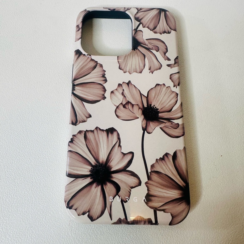 Burga Floral Phone Case - Black and Cream - Picture 1 of 3